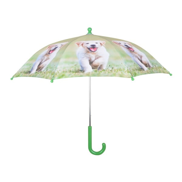 Jasnozielona parasolka z nadrukiem szczeniaczka Esschert Design Animals