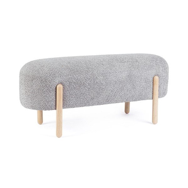 Szara tapicerowana ławka z materiału bouclé Dayla – Bizzotto-image-2