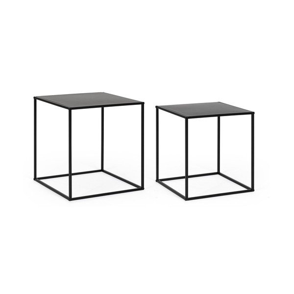 Czarne metalowe stoliki zestaw 2 szt. 38x38 cm Alrik – Yes Everyday-image-3