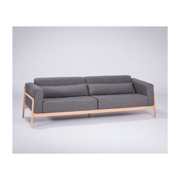 Ciemnoszara sofa z konstrukcją z drewna dębowego Gazzda Fawn, 240 cm-image-1