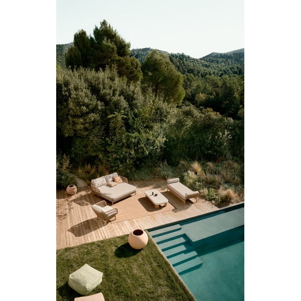 Kremowy/w naturalnym kolorze dwuosobowy drewniany leżak ogrodowy Catalina – Kave Home-image-2