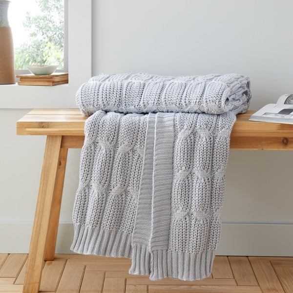 Szary koc dzianinowy 130x170 cm Chunky Marl Knit – Catherine Lansfield
