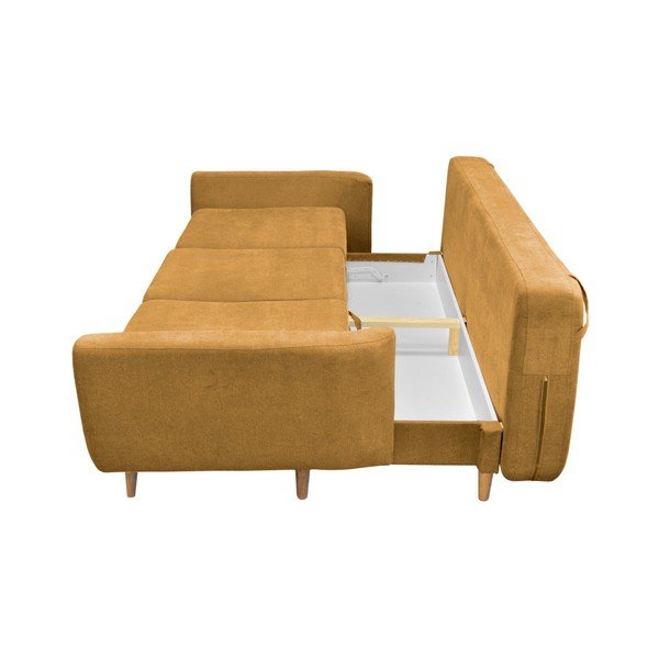 Musztardowa 3-osobowa sofa rozkładana Comopolitan design Barcelona-image-4