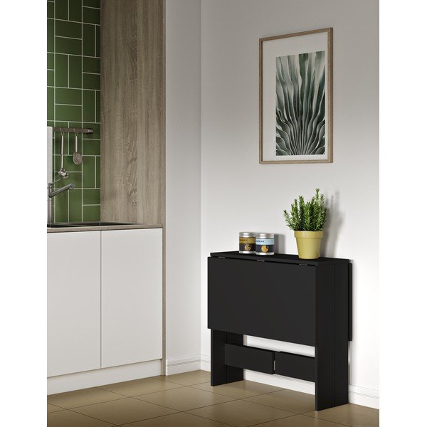 Rozkładany stół z czarnym blatem 76x28 cm Papillon – TemaHome-image-1