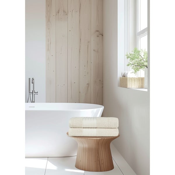 Beżowe bawełniane ręczniki kąpielowe frotte zestaw 2 szt. 70x140 cm – Good Morning-image-1