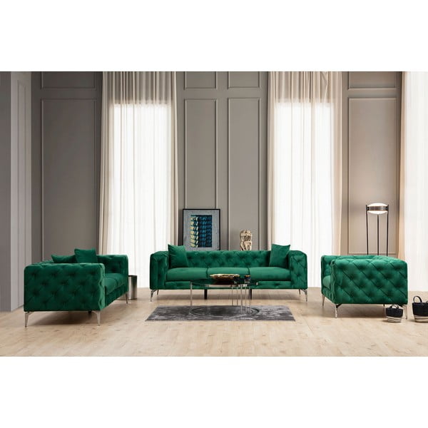 Ciemnozielona aksamitna sofa 197 cm Como – Artie-image-1