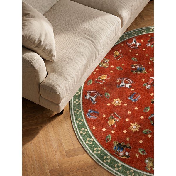 Czerwony/zielony okrągły dywan ze świątecznym motywem ø 200 cm Toy's Delight Nostalgic Noel Red Green – Villeroy&Boch-image-3