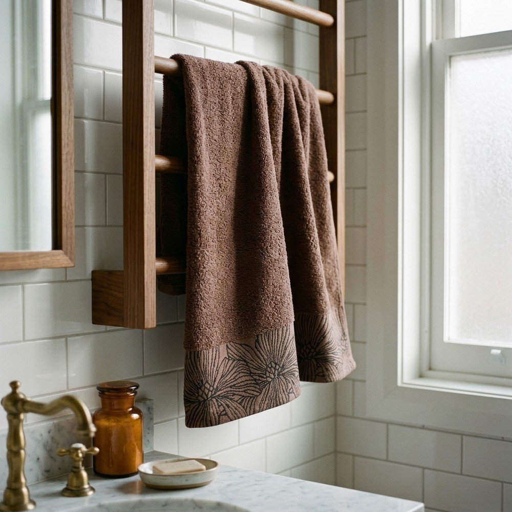 Brązowy bawełniany ręcznik kąpielowy frotte 70x140 cm Valencia – My House (zdjęcie 2)