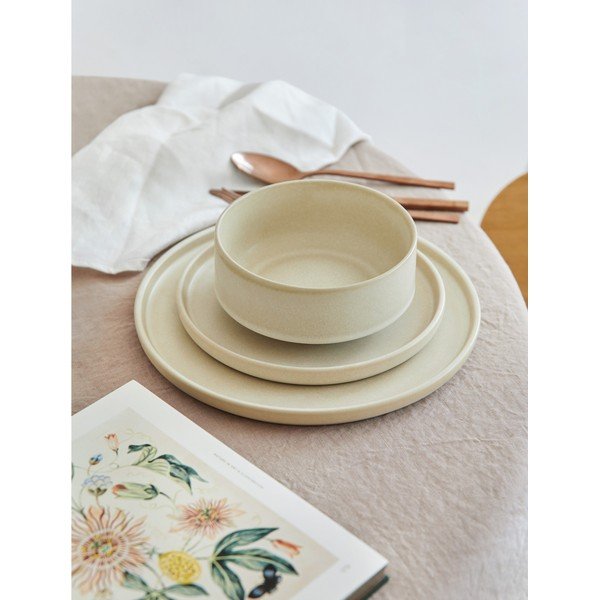 18-częściowy zestaw kremowych naczyń z kamionki Bonami Selection Malia-image-1