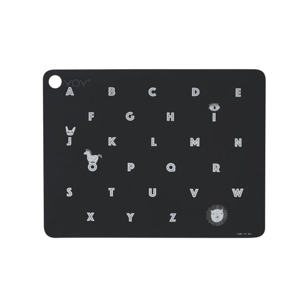 Czarna silikonowa mata stołowa OYOY Alphabet