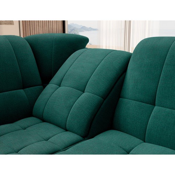 Zielony aksamitny rozkładany/ze schowkiem narożnik (lewostronny/w kształcie litery L) Sado – ELTAP-image-1