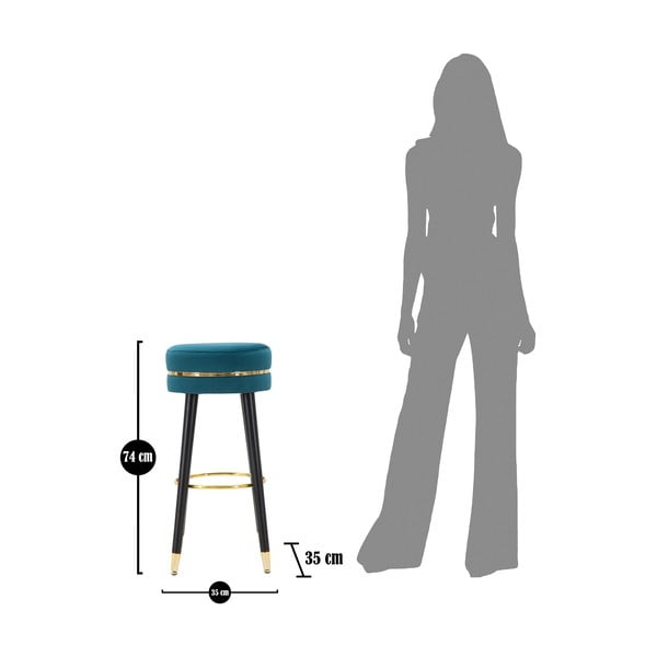 Turkusowy tapicerowany hoker (wysokość siedziska 74 cm) Paris – Mauro Ferretti-image-3