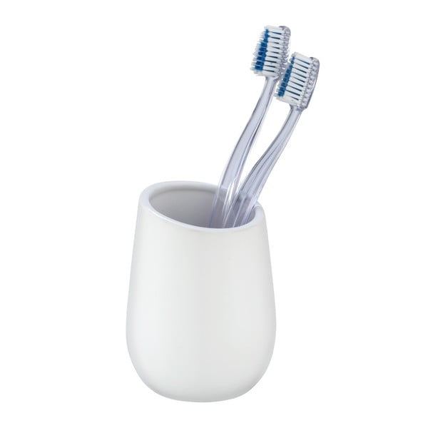 Biały ceramiczny kubek na szczoteczki Wenko Badi-image-1