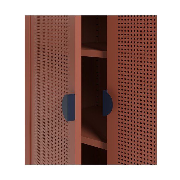 Metalowa szafka w kolorze terakoty 70x100x40 cm Sayla – Marckeric-image-4