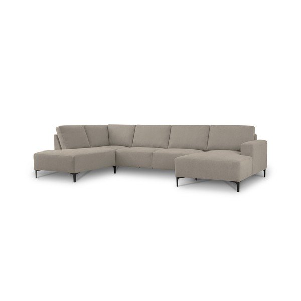 Jasnobrązowy narożnik z tkaniny szenilowej (lewostronny/w kształcie litery U) Fabian – Scandic-image-2