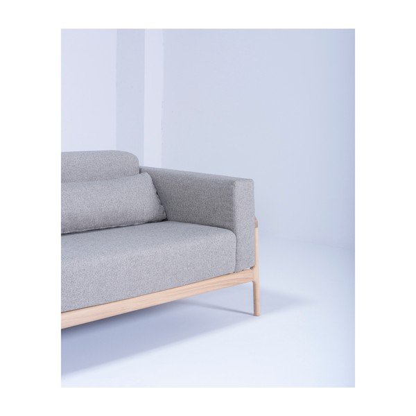 Szara sofa z konstrukcją z litego drewna dębowego Gazzda Fawn Plus, 240 cm-image-4