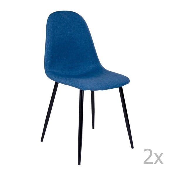 Zestaw 2 niebieskich krzeseł z czarnymi nogami House Nordic Stockholm