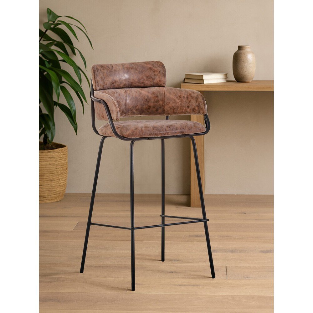 Czarny/brązowy tapicerowany hoker Tamzin – Premier Housewares (zdjęcie 3)