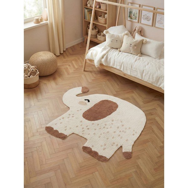 Brązowy/kremowy bawełniany dywan dziecięcy odpowiedni do prania/tkany ręcznie 95x120 cm Snuggle Emmi – Hanse Home-image-1