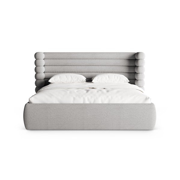 Szare tapicerowane łóżko dwuosobowe ze schowkiem i stelażem 180x200 cm Mount – Micadoni -image-4