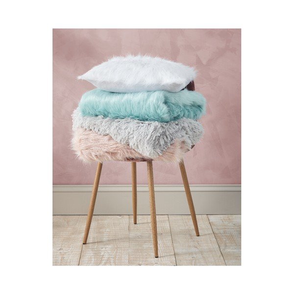 Biała poszewka na poduszkę z sztucznego futerka Catherine Lansfield Metallic Fur, 45x45 cm-image-3
