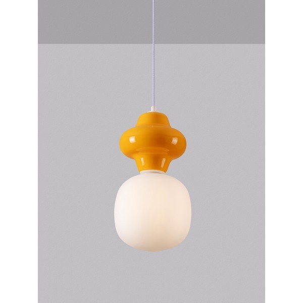 Biała/pomarańczowa lampa wisząca ceramiczna ze szklanym kloszem ø 18 cm Clio – Nova Luce-image-2