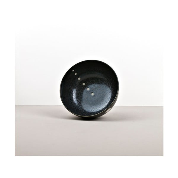 Czarna miska z ceramiki na makaron Made In Japan White Dott, ⌀ 16 cm