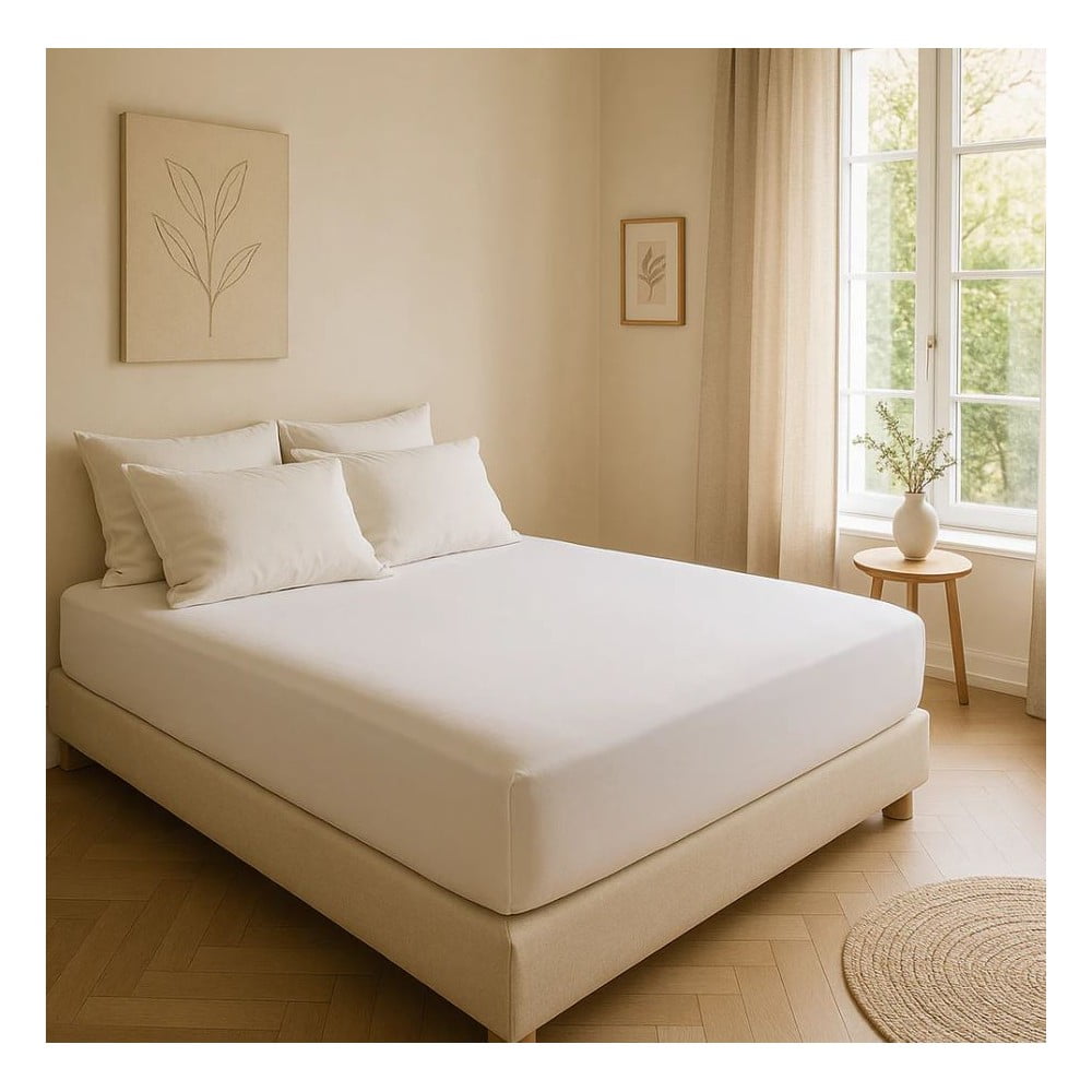 Białe prześcieradło z bawełny renforcé z gumką 200x200 cm Ranforce – Mila Home Luxury (zdjęcie 5)