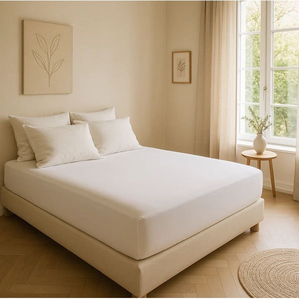 Białe prześcieradło z bawełny renforcé z gumką 200x140 cm Ranforce – Mila Home Luxury-image-4