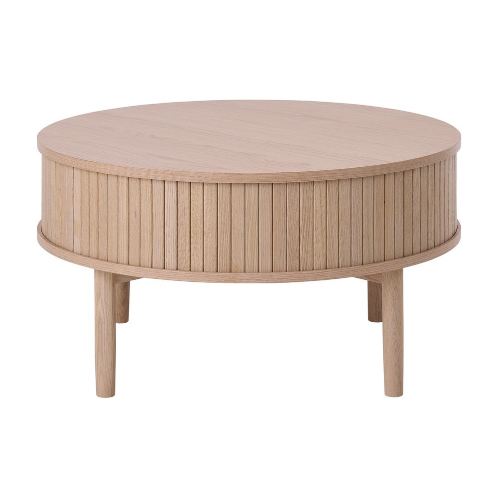 Okrągły stolik w dekorze dębu w jasnym naturalnym kolorze ø 85 cm Meta – Unique Furniture