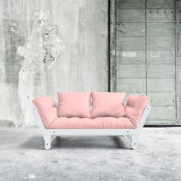 Sofa rozkładana Karup Beat White/Pink Peonie