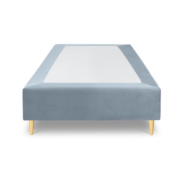 Jasnoniebieskie aksamitne łóżko jednoosobowe Milo Casa Lia, 90x200 cm-image-2