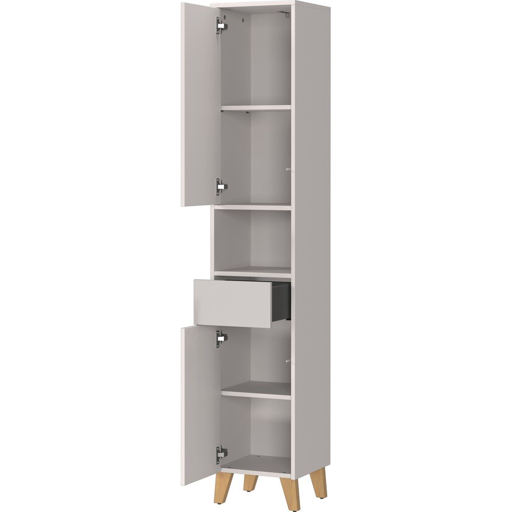 Kremowa wysoka szafka łazienkowa z matowym wykończeniem 33x181 cm Arnea – Germania (zdjęcie 4)