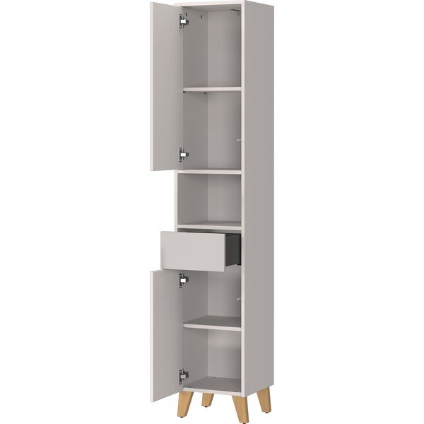 Kremowa wysoka szafka łazienkowa z matowym wykończeniem 33x181 cm Arnea – Germania-image-3