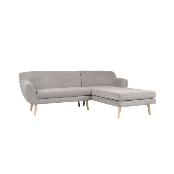 Jasnoszara sofa z szezlongiem po prawej stronie Mazzini Sofas Sardaigne-image-3