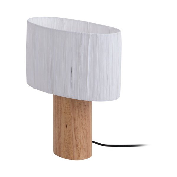Biało-naturalna lampa stołowa z kloszem z plecionki papierowej (wys. 30,5 cm) Sheer Oval – Leitmotiv-image-2