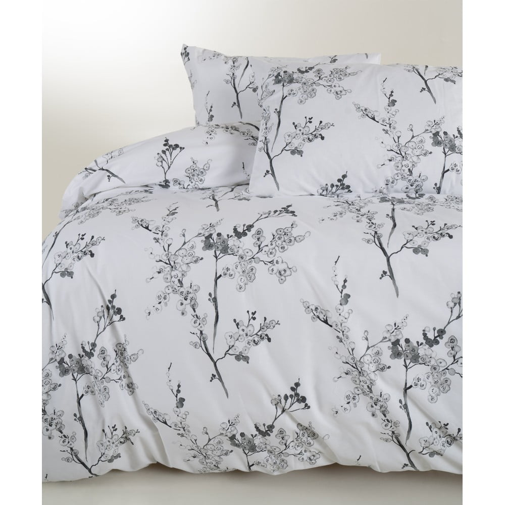 Biało-szara pościel dwuosobowa z bawełny renforcé 240x220 cm White Floral – Mila Home Luxury (zdjęcie 10)