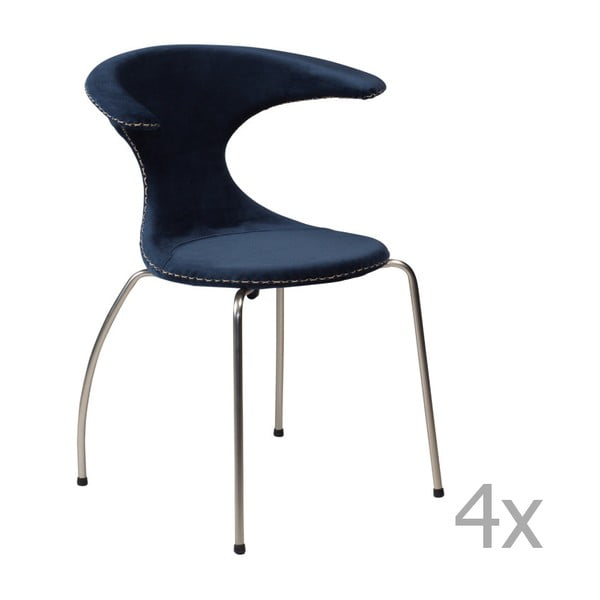 Zestaw 4 ciemnoniebieskich krzeseł z metalowymi nogami DAN– FORM Flair