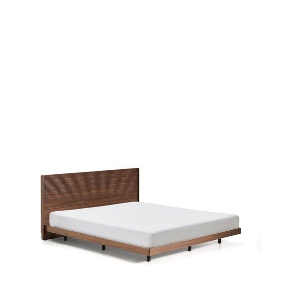 Brązowe łóżko dwuosobowe z litego drewna brzozowego ze stelażem 180x200 cm Norlen – Kave Home-image-3