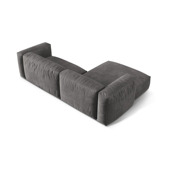 Szary aksamitny narożnik modułowy (lewostronny/z szezlongiem) Martina – Micadoni -image-3
