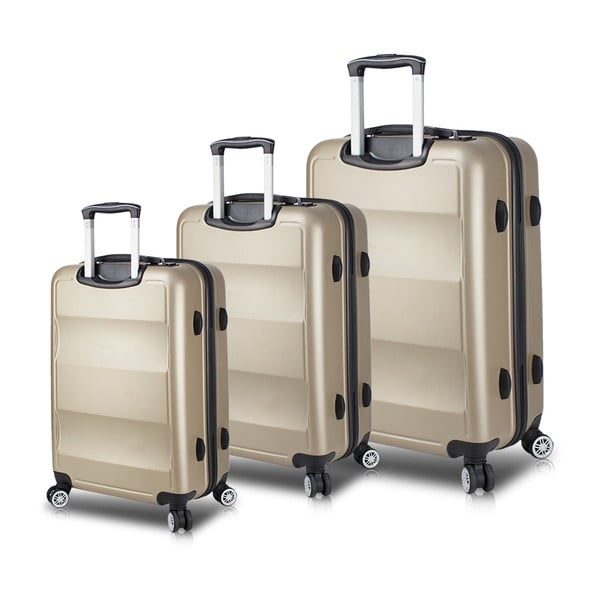 Zestaw 3 walizek na kółkach z USB w kolorze złota My Valice LASSO Travel Set