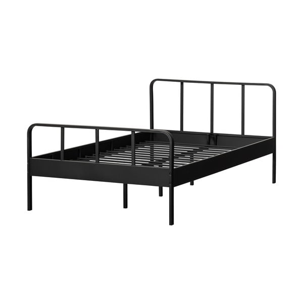 Czarne metalowe łóżko ze stelażem 120x200 cm Mees – WOOOD