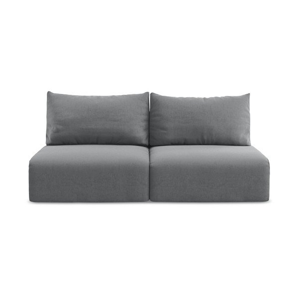 Szara aksamitna rozkładana/ze schowkiem sofa 216 cm Kalena – Makamii