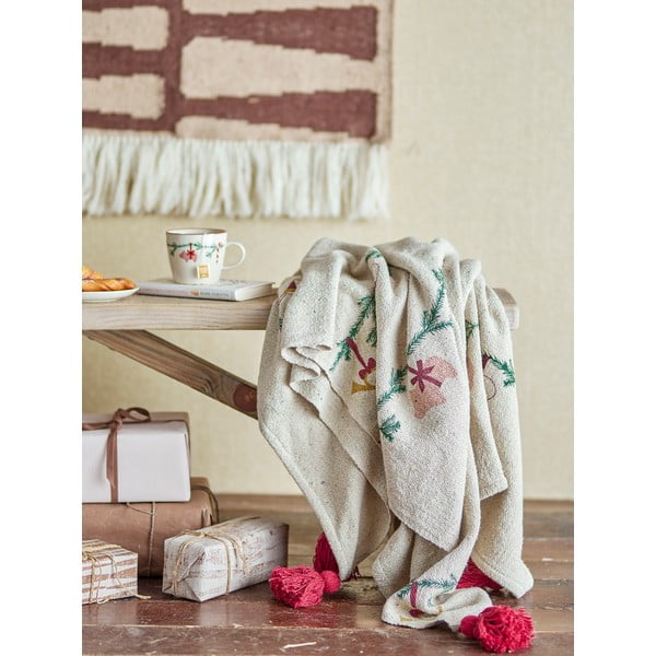 Kremowy koc ze świątecznym motywem 130x160 cm Yule – Bloomingville-image-1