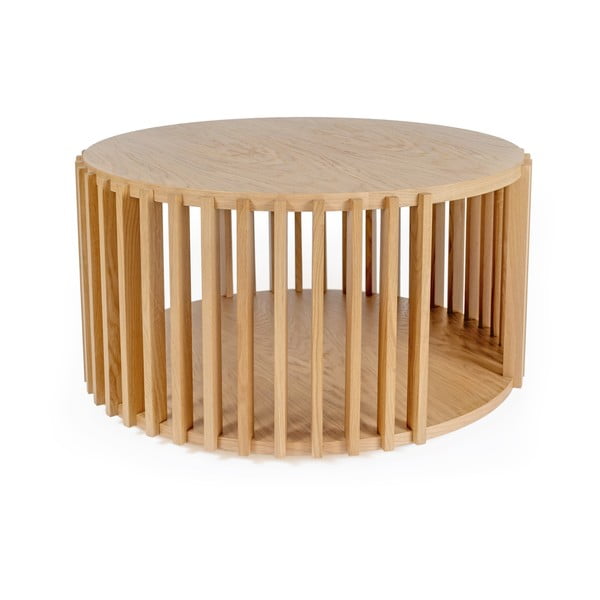 Stolik z drewna dębowego Woodman Drum, ø 83 cm-image-3