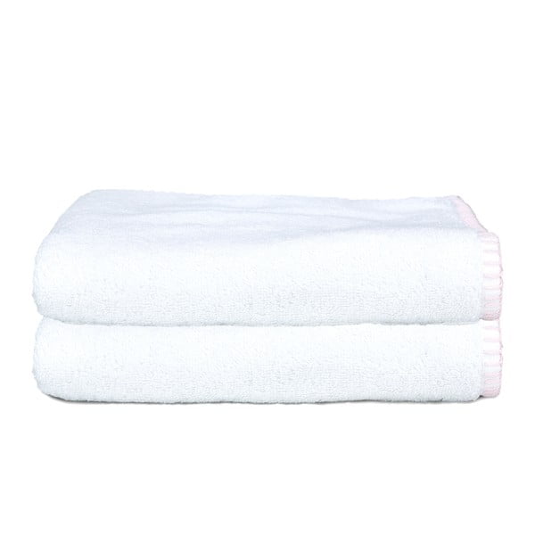 Zestaw 2 ręczników Whyte 50x90 cm, biało-różowy