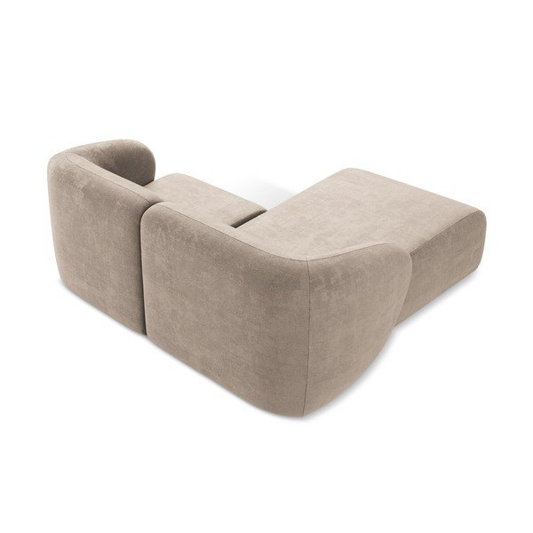 Jasnobrązowy narożnik z tkaniny szenilowej (lewostronny/z szezlongiem) Lani – Makamii-image-3