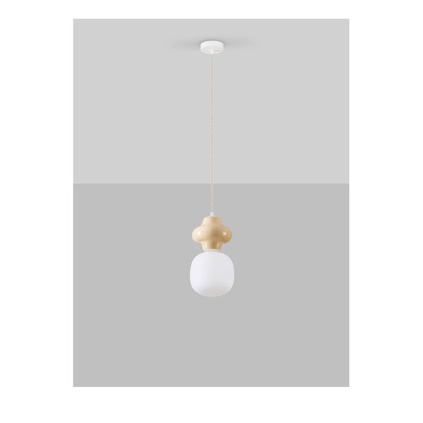 Biała/kremowa lampa wisząca ceramiczna ze szklanym kloszem ø 18 cm Clio – Nova Luce-image-3