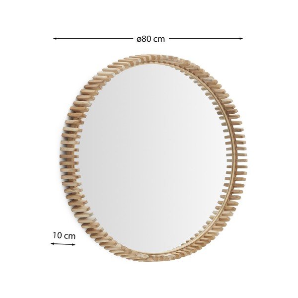 Lustro ścienne z drewnianą ramą ø 80 cm Polke – Kave Home-image-4
