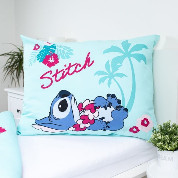 Niebieska bawełniana pościel dziecięca jednoosobowa 140x200 cm Lilo a Stitch "Hawaii"  – Jerry Fabrics-image-3